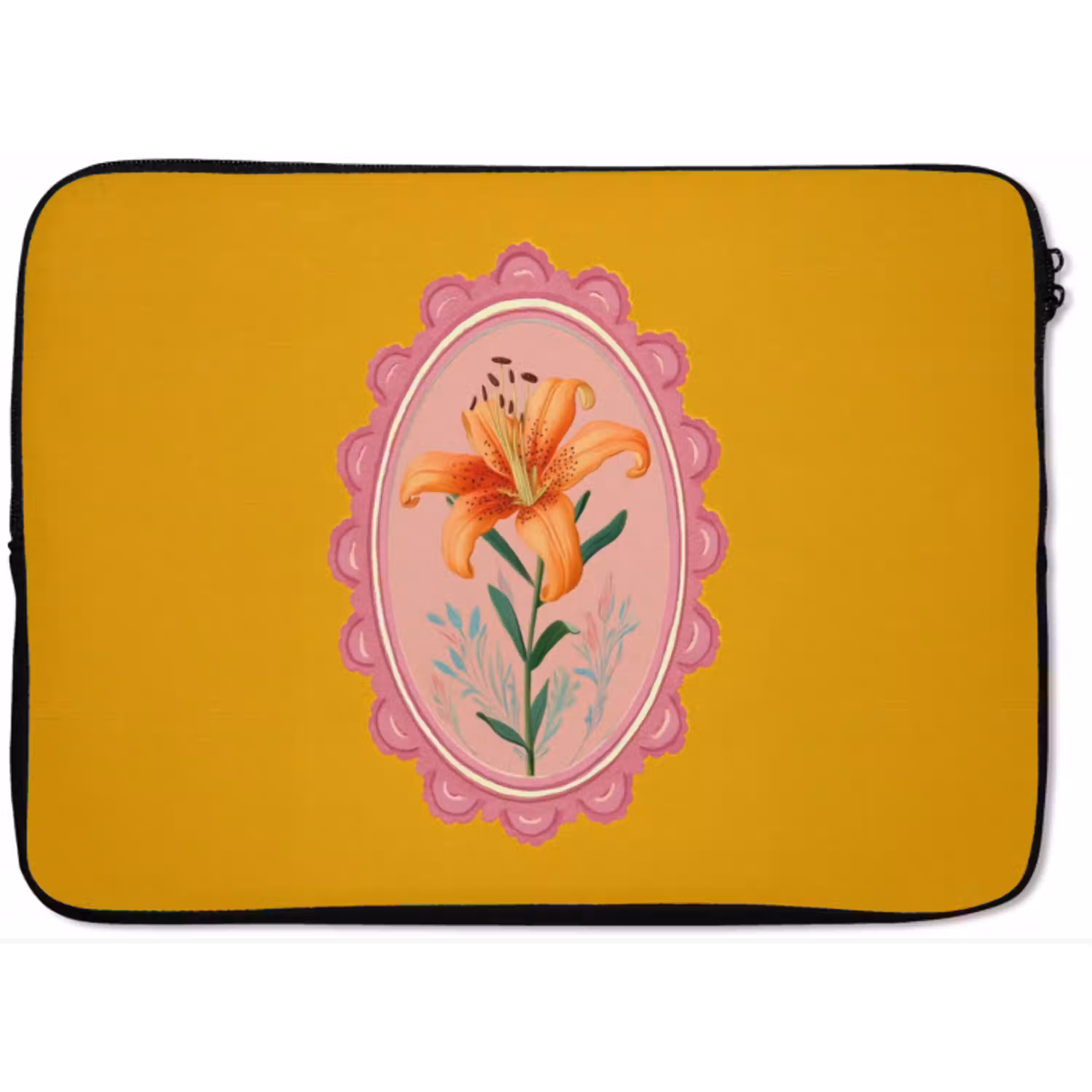 Lelie - Oranje - Lijst - Ovaal laptophoes neopreen klein -zkaufland3dotto