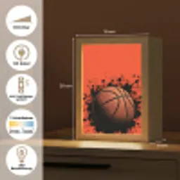 Basketbal - Verf - Sport - Oranje Light Box met kabel (Kinderlampje) klein -USP_DE