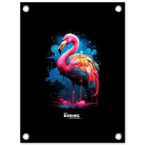 Gekleurde flamingo voor een verfexplosie tuinposter los doek klein -3d
