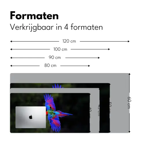 Felgekleurd - Papegaai - Bos - Vleugels Muismat XXL klein -sfeer5