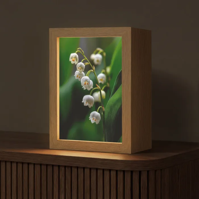 Bloemen - Wit - Bladeren - Lelietjes Light Box met kabel (Tafellamp) klein -z3d_website