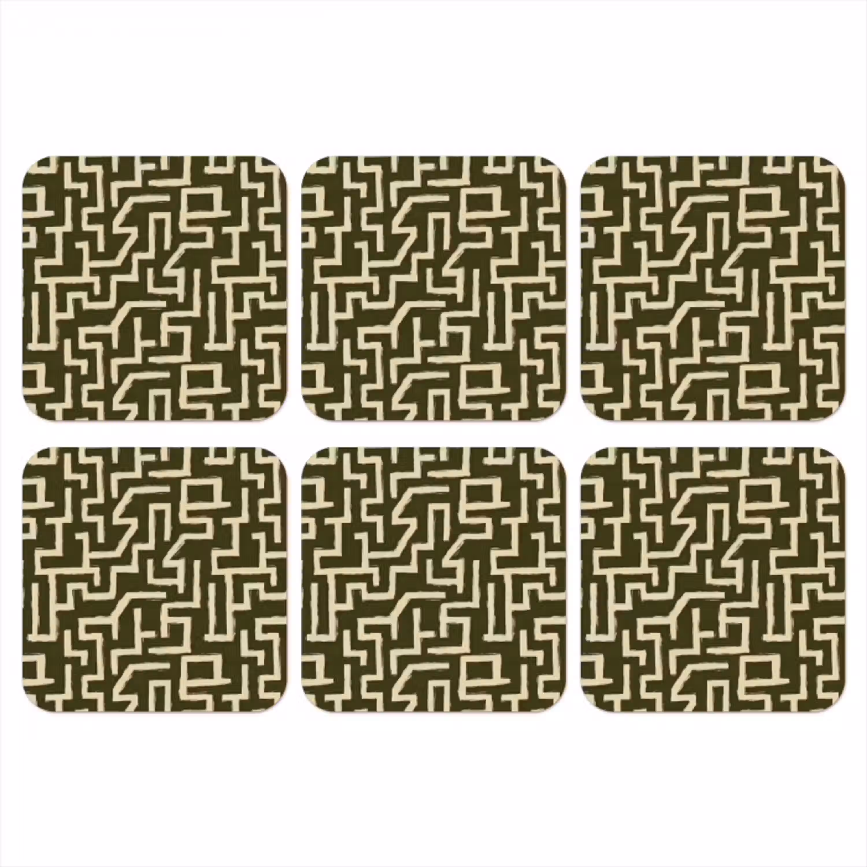 Abstract - Lijnen - Groen onderzetter kurk middel 366 -3d