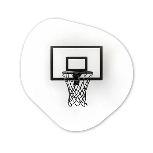 Basketbalbord - Minimalistisch - Zwart Wandcirkel Organisch Forex 3mm klein -3d