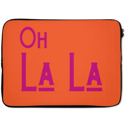 Oh la la - Oranje - Roze - Scheeflettertype laptophoes neopreen klein -zkaufland3dotto