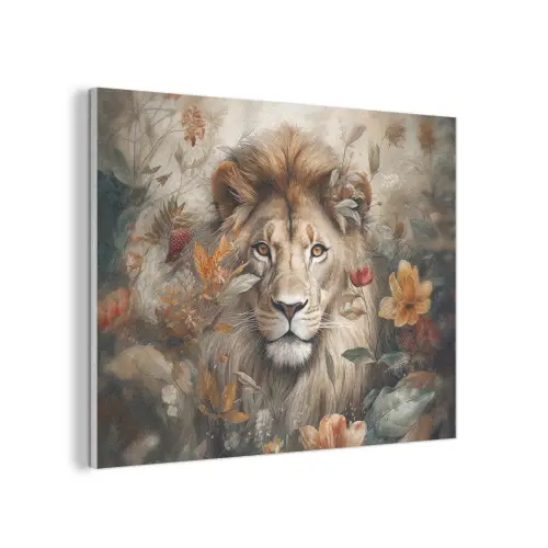 Leeuw - Wilde dieren - Planten - Natuur - Bloemen PET vilt klein -3d
