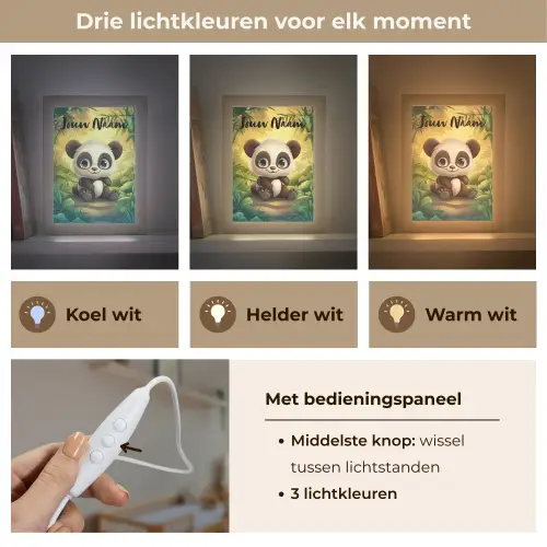 Panda - Bamboebos - Groen Light Box met kabel (Kinderlampje) klein -USP_lichtkleurNL