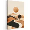 Zon - Heuvels - Boom - Abstract Tuinposter op houten frame 2 cm dik klein -3d