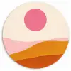 Zon - Heuvels - Abstract - Roze Wandcirkel plexiglas klein -3d