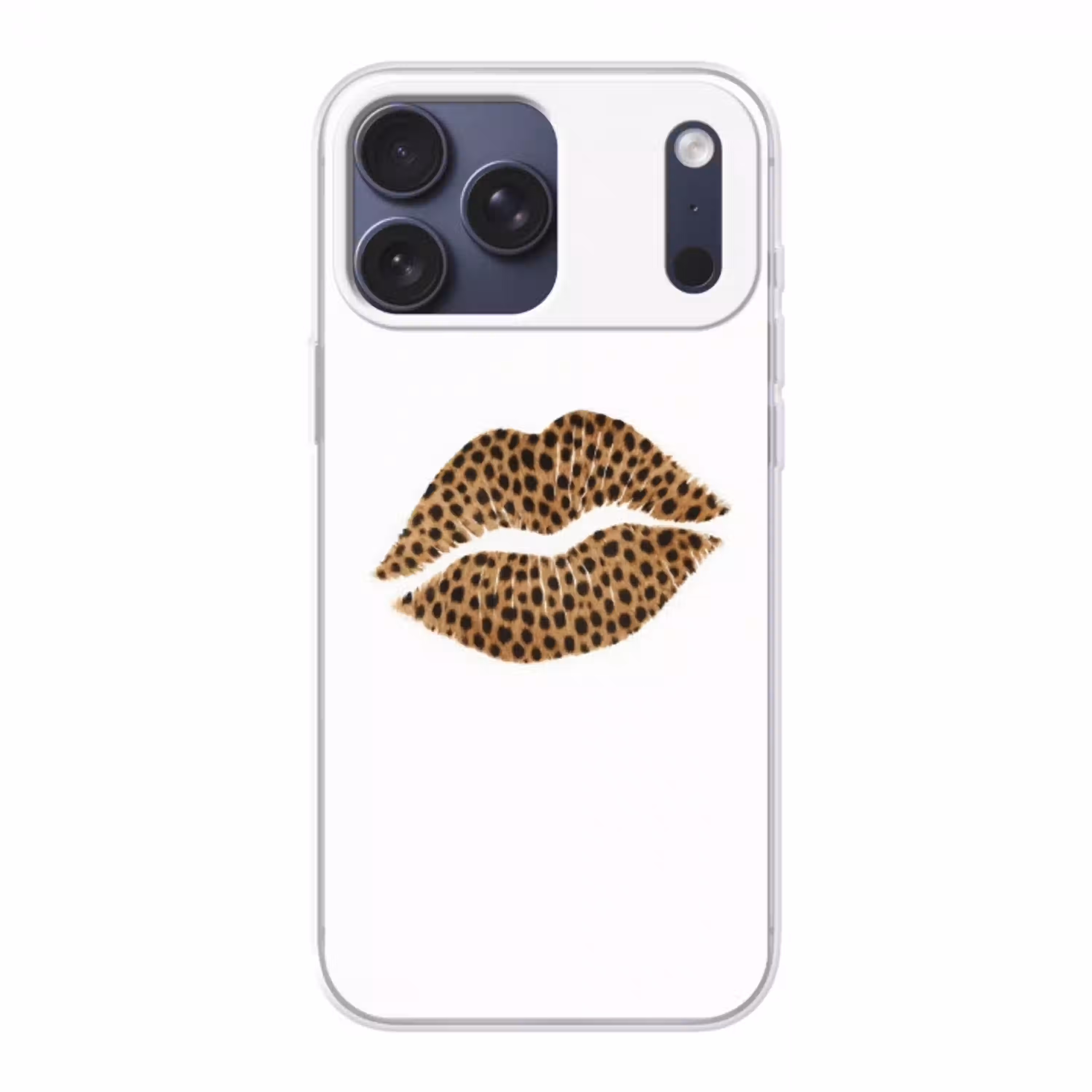 Lip - Panterprint - Minimalistisch - Wit Telefoonhoesje iPhone 17 Pro Max klein -3d