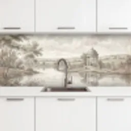 Landschap - Water - Natuur - Sepia keuken achterwand 2 middel -3d
