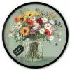 Bloemen - Vaas - Kaartje Fotolijst rond zonder passe partout klein -3d