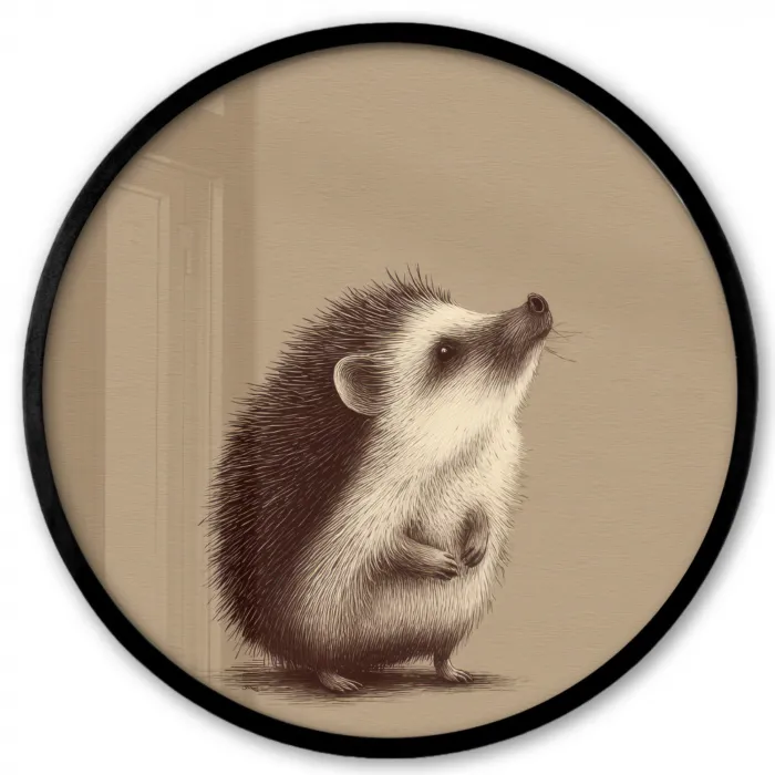 Egel - Snuitje - Bruin - Stekels Fotolijst rond zonder passe partout klein -3d