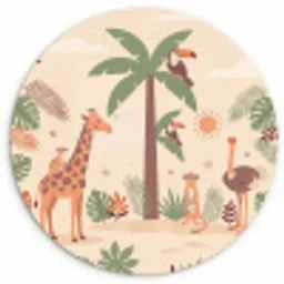 Dieren - Tropisch - Safari - Kleurrijk Wandcirkel kunststof plaat 5mm dik klein -3d
