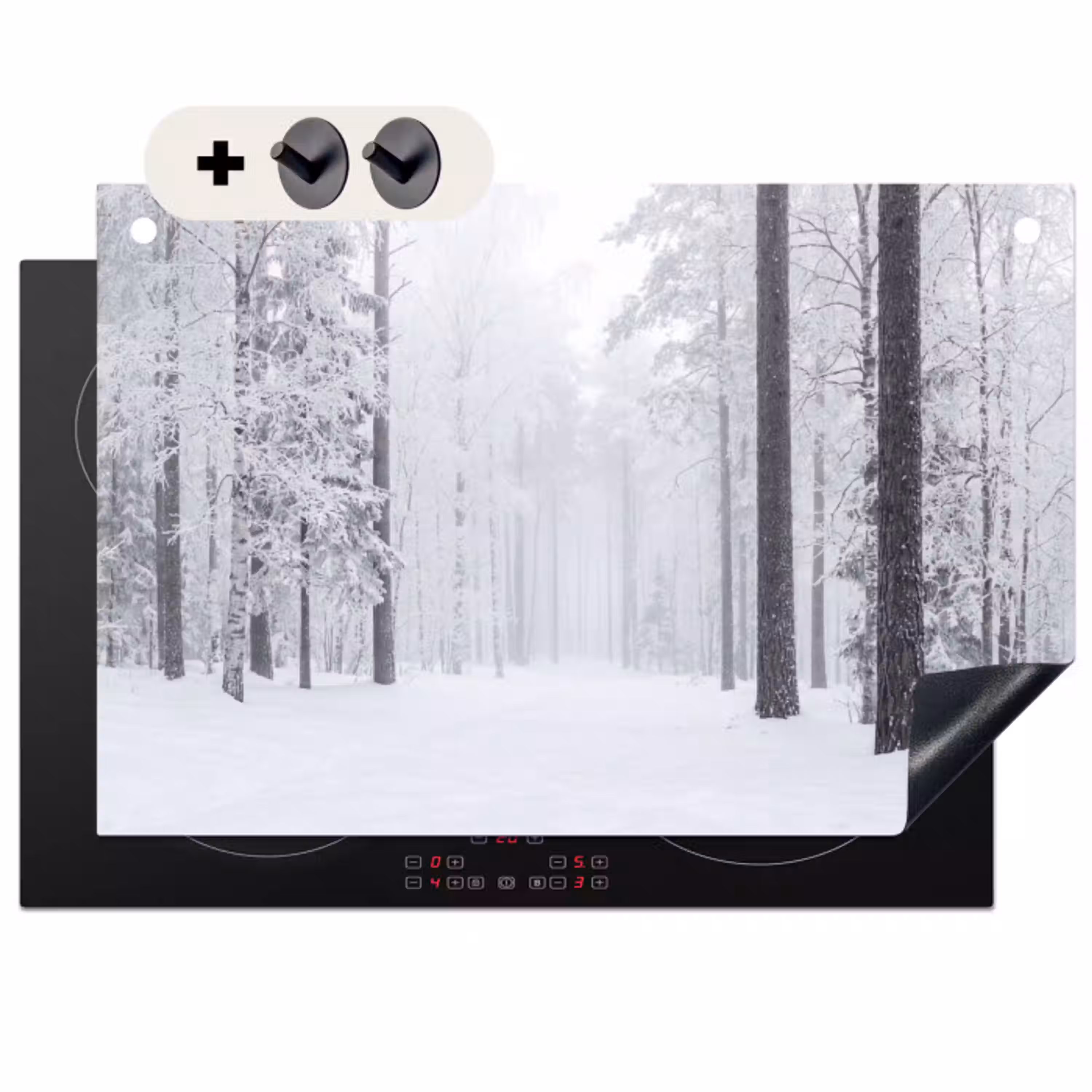 Bos - Sneeuw - Pad - Winter - Stilte Inductie beschemer met haakjes klein -3d