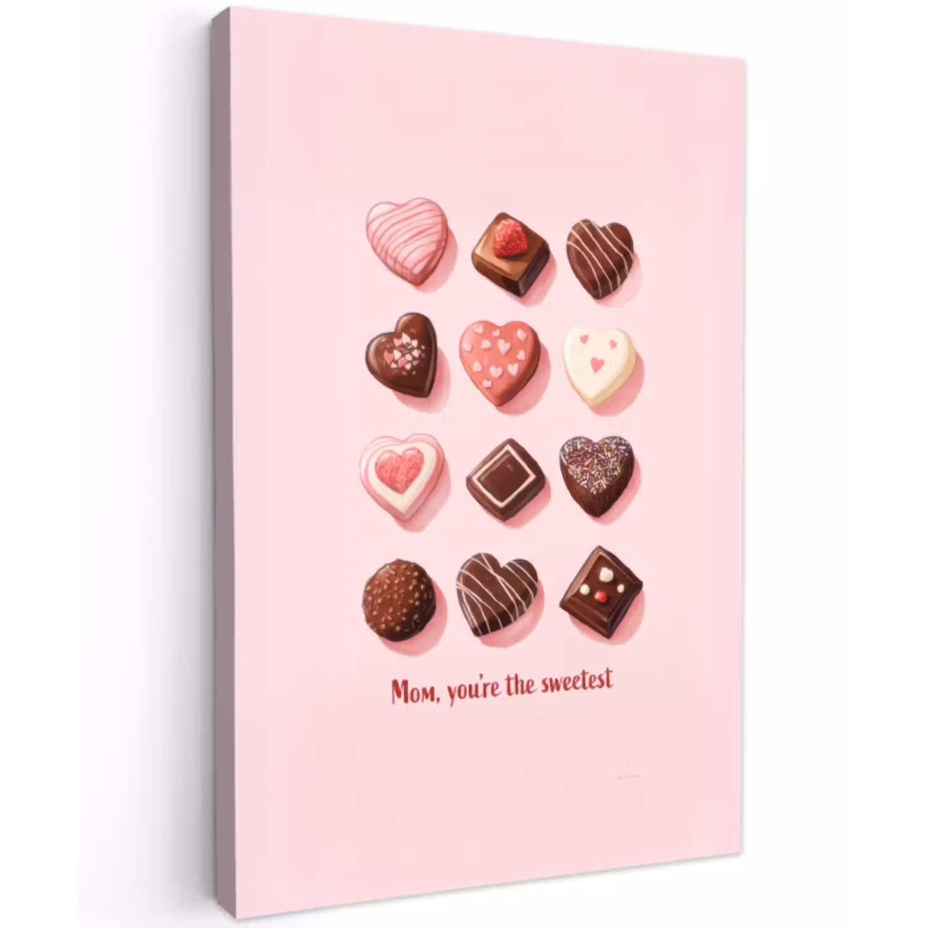 Chocolaatjes - Hartvormig - Liefste Tuinposter op houten frame 2 cm dik middel -3d