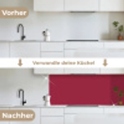 Rood - Effen kleur keuken achterwand 2 middel 871 -voor-na_DE