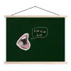 Illustratie - Mond - Donkergroen - Tekstwolkje textielposter latten blank klein -3d