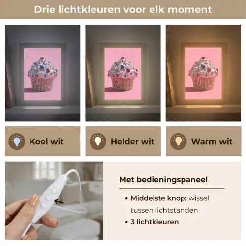 Cupcake - Kleurrijk - Edelstenen Light Box met kabel (Tafellamp) klein -USP_lichtkleurNL