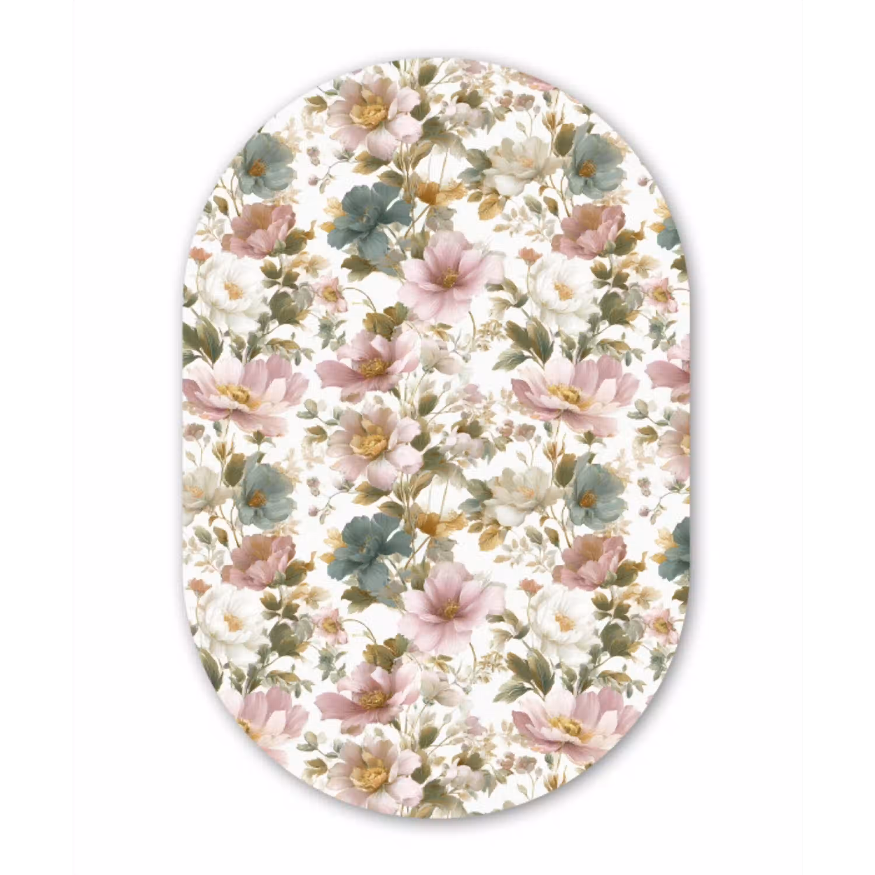 Bloemen - Patroon - Pastel Wandcirkel Ovaal Aluminium middel 839 -3d
