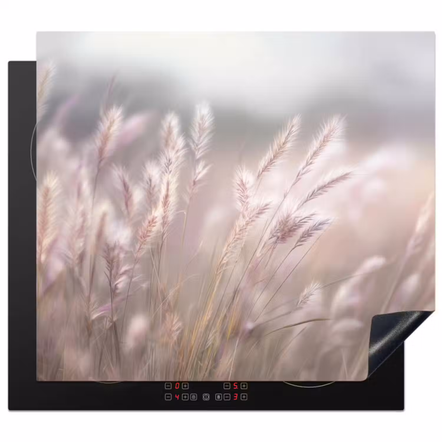 Inductie beschermer - Graspluimen - Wind - Beige - Mistig