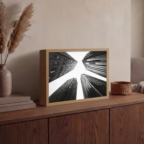Gebouwen - Lucht - Zwart Light Box met batterij (Wandlamp) middel -sfeer2