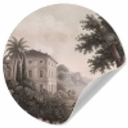 Zee - Villa - Beige Wandcirkel behangsticker klein -3d