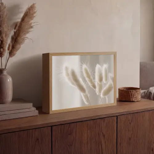 Pampasgras - Pluim - Wit Light Box met batterij (Wandlamp) middel -sfeer2