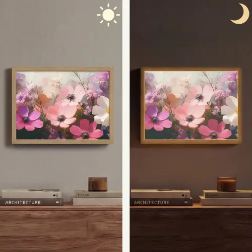 Bloemen - Kleurrijk - Bloei Light Box met batterij (Wandlamp) middel -sfeer3