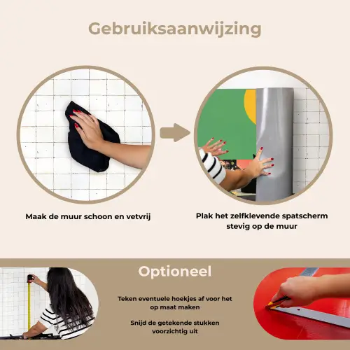 Retro - Meisje - Kat - Zon keuken achterwand spatscherm klein -gebruiksaanwijzing_NL