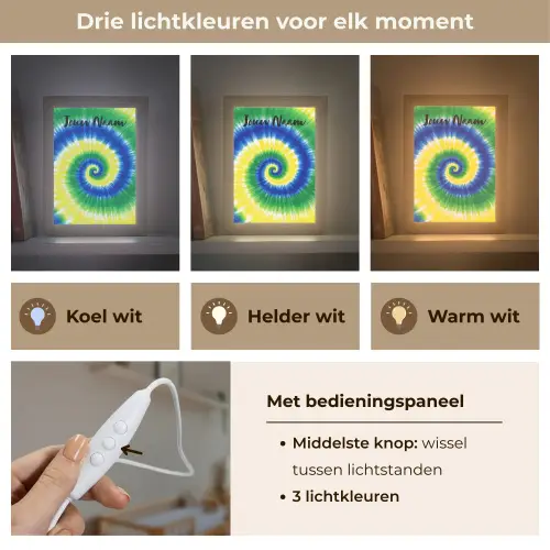 Tie Dye - Groen - Klassiek Light Box met kabel (Kinderlampje) klein -USP_lichtkleurNL