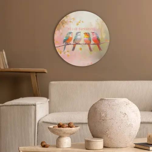 Vogels - Tak - Quote - Roze Akoestische PET Vilt - Rond klein -sfeer1