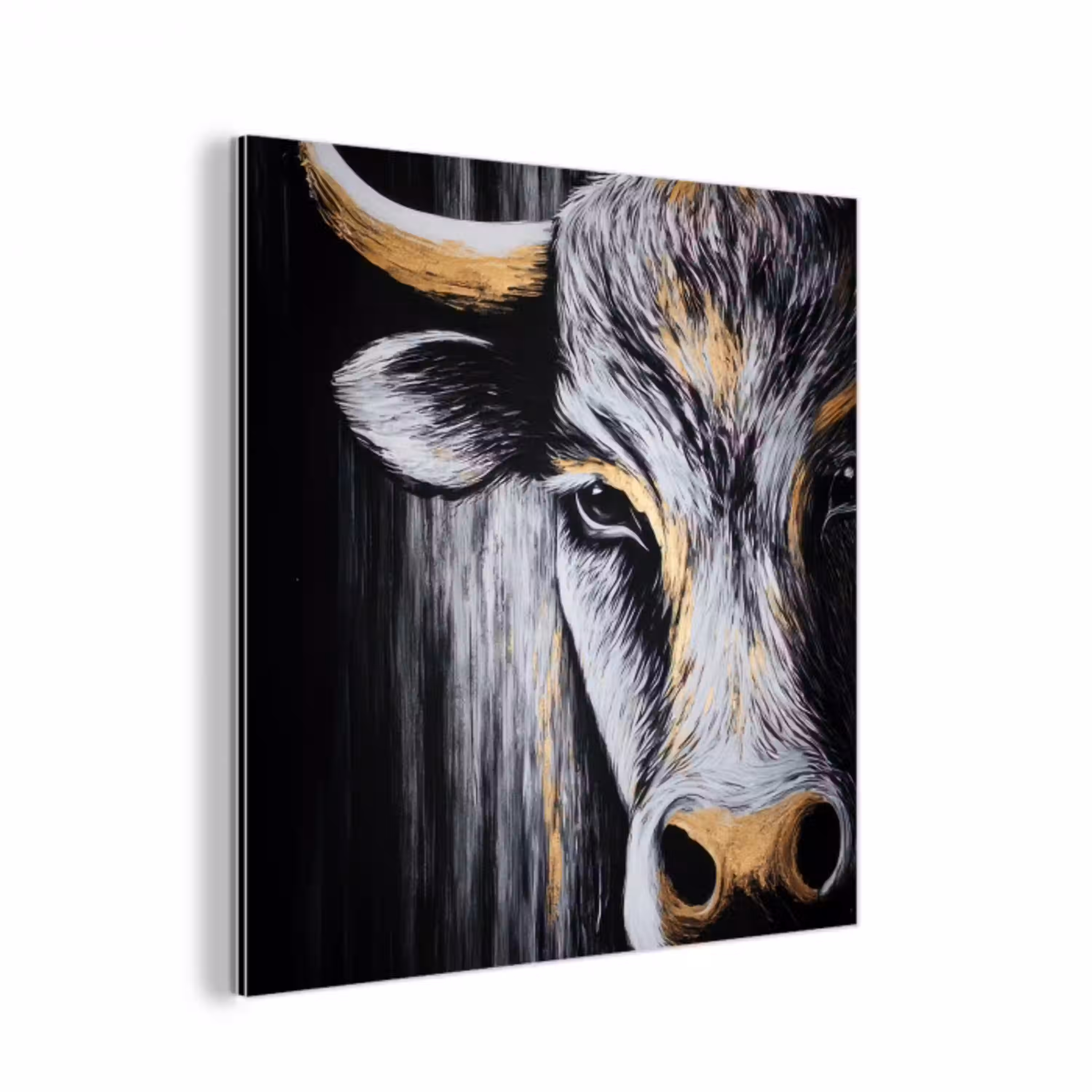 Stier - Hoorns - Snuit - Goud aluminium wit klein -3d