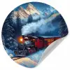 Trein - Kerst - Sneeuw - Kersttrein Wandcirkel behangsticker klein -3d