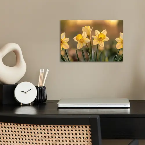 Bloemen - Geel - Wazig poster papier klein -sfeer1