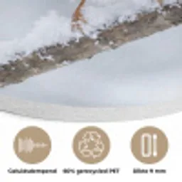 Vogeltje - Sneeuw - Tak - Winter - Zacht Akoestische PET Vilt - Rond klein -closeup_NL