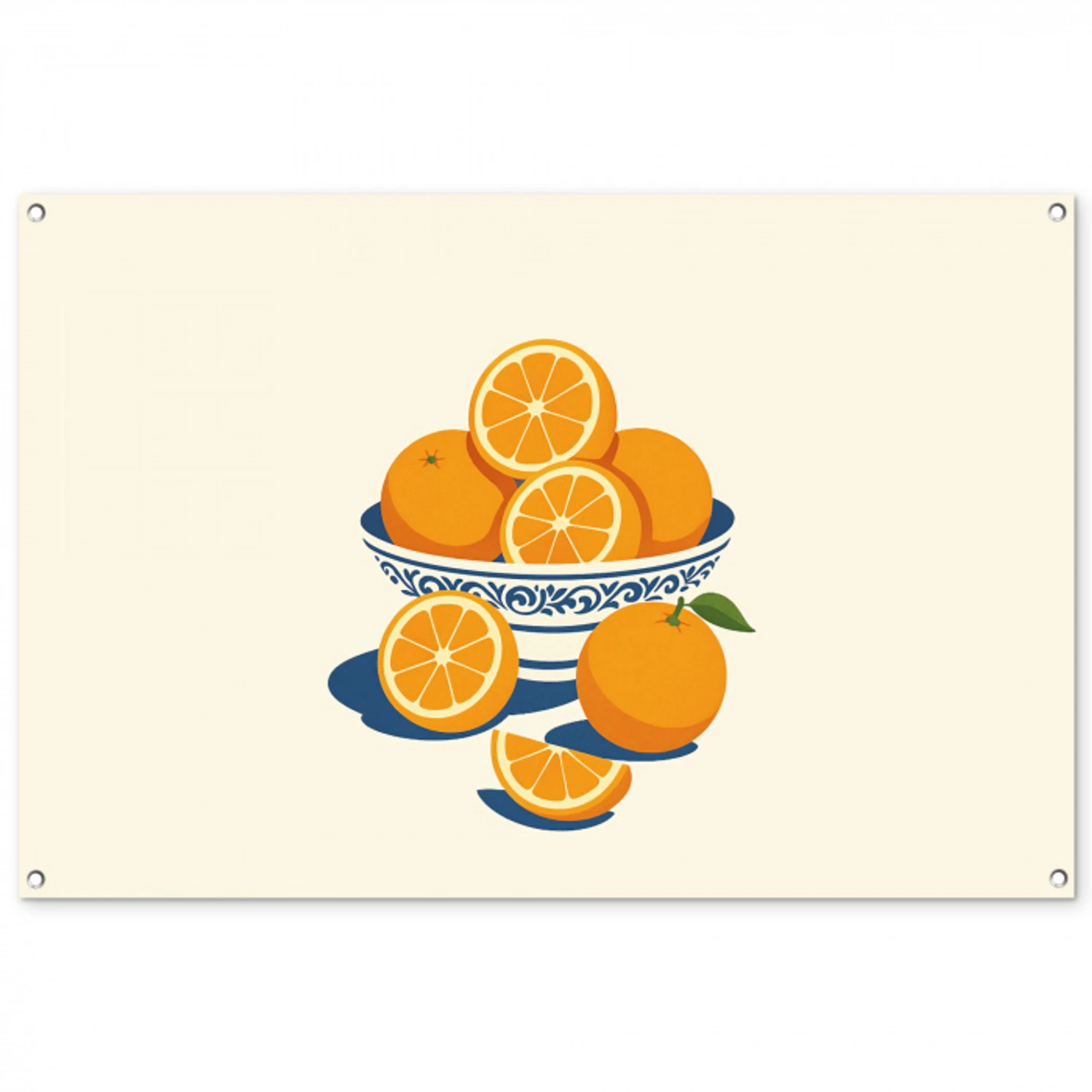 Schaal - Minimalistisch - Oranje - Sinaasappels tuinposter los doek groot -3d