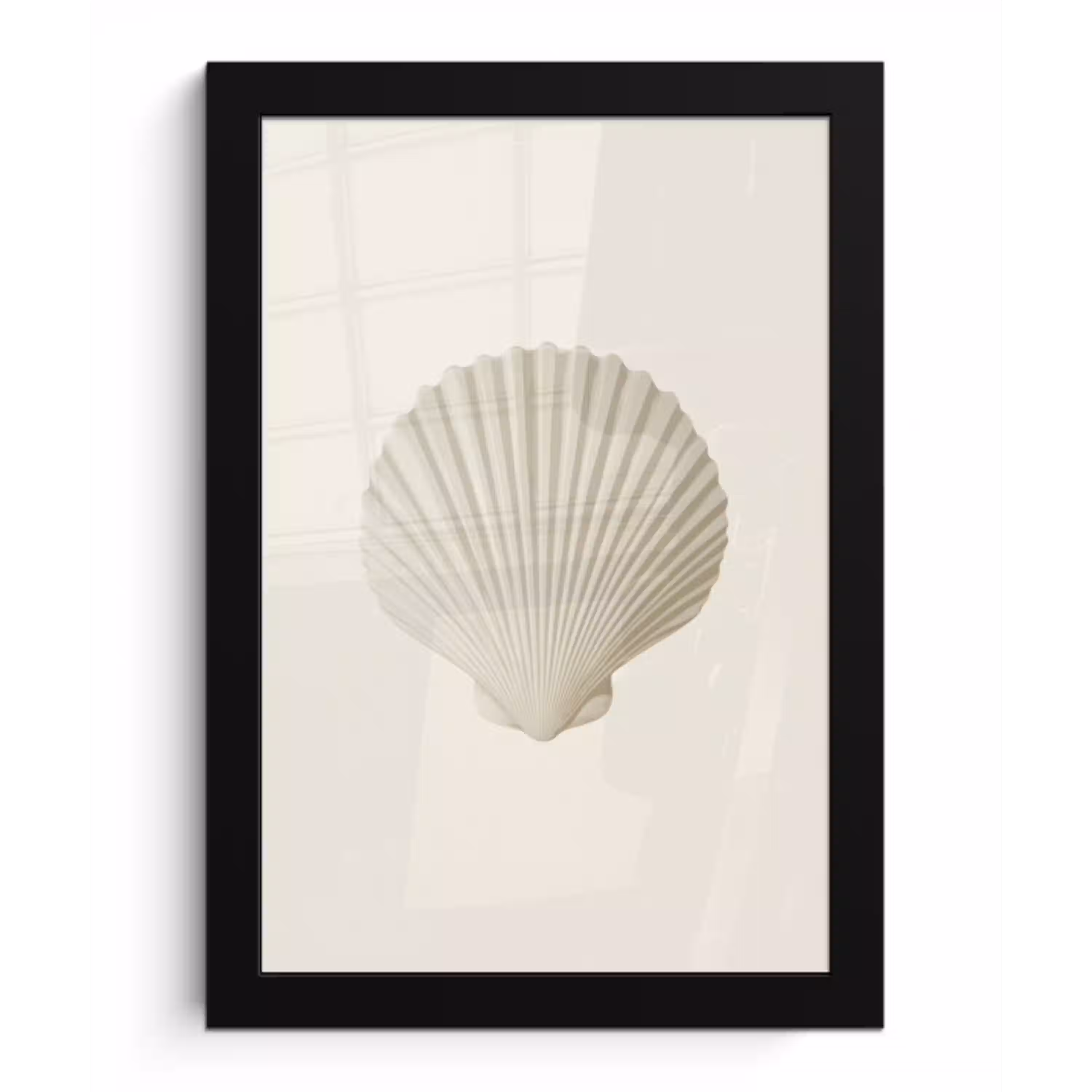 Schelp - Minimalistisch - Wit fotolijst zwart zonder passe partout klein -3d