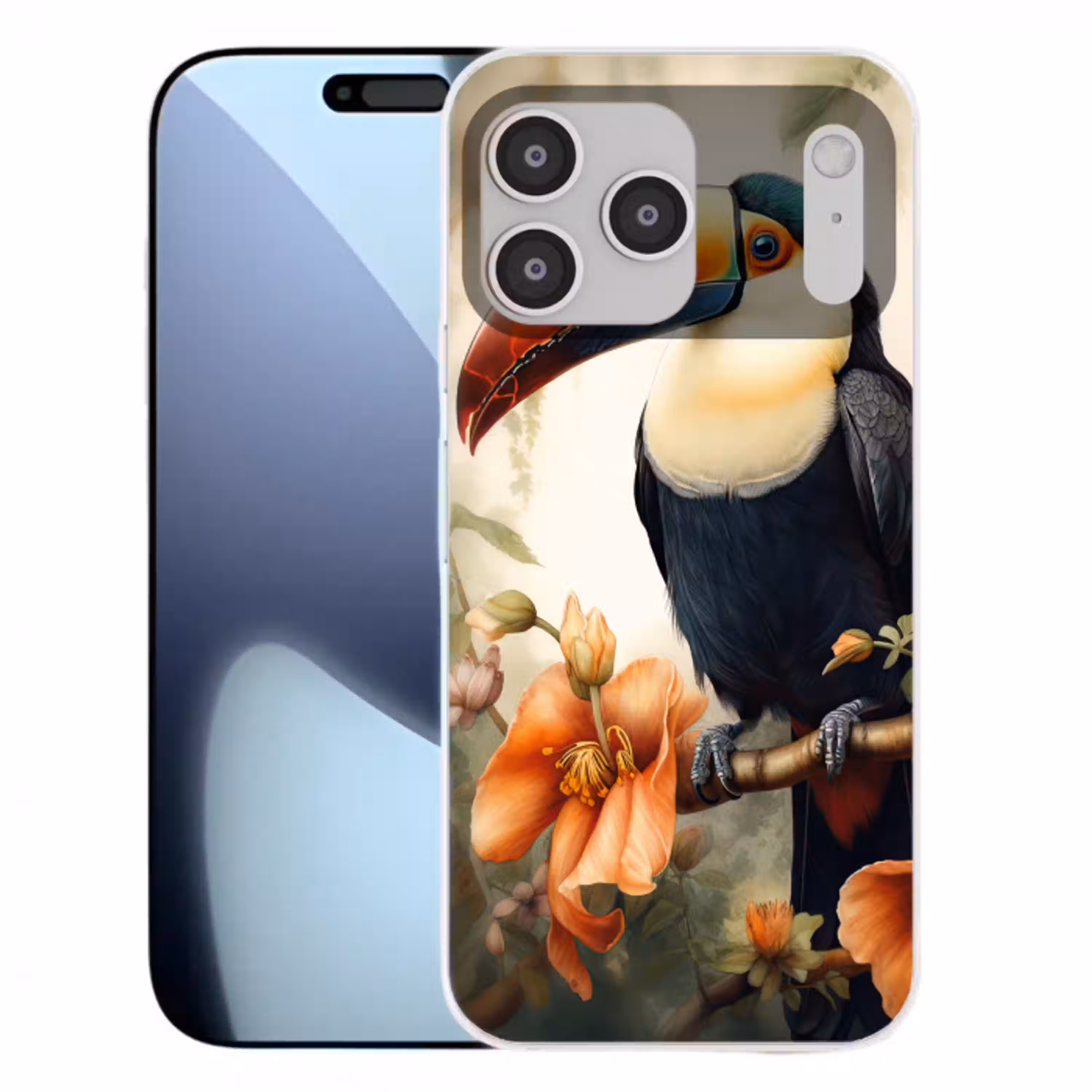 Toekan - Vogel - Bloemen - Planten Telefoonhoesje iPhone 17 Pro Max klein -3d