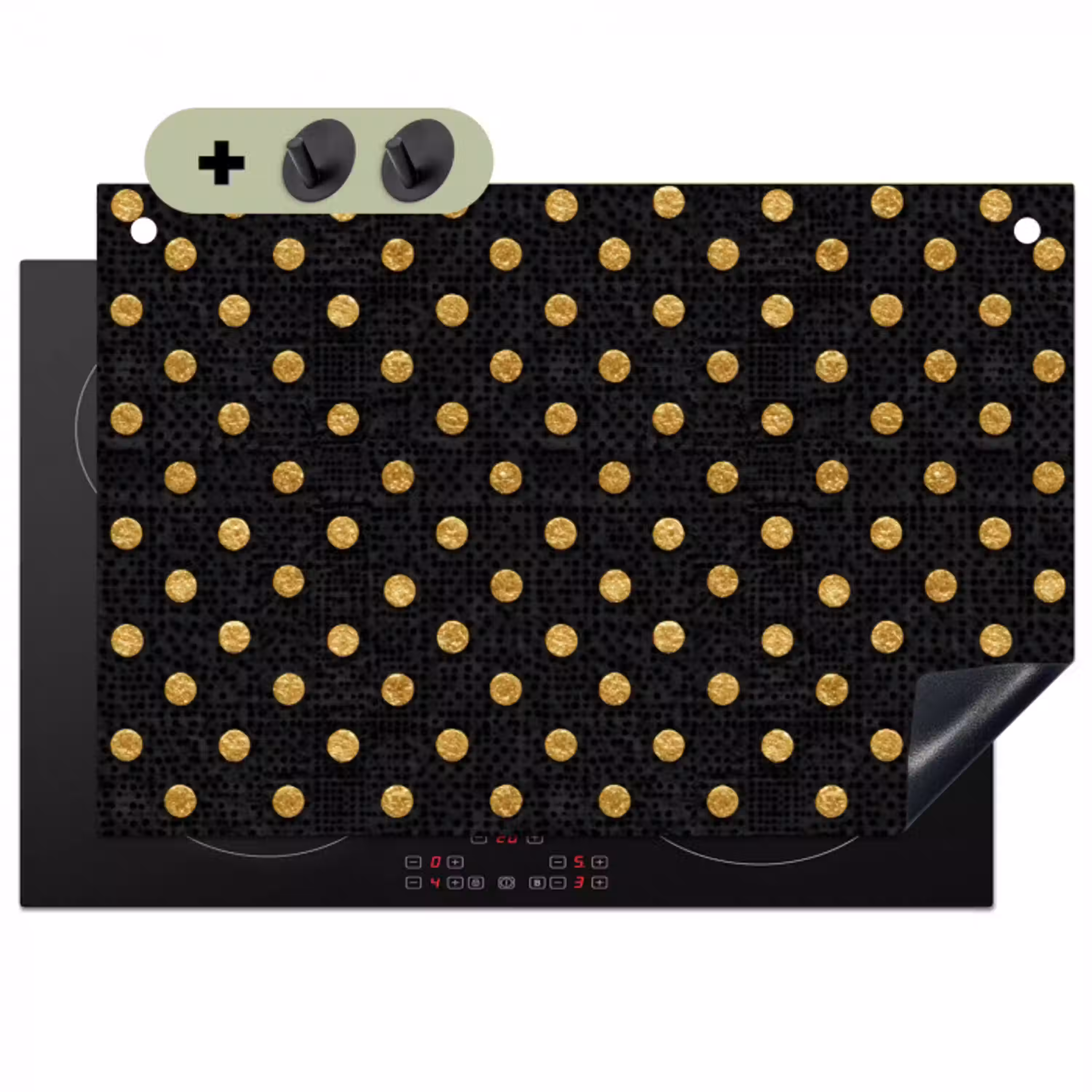 Polka Dot - Stippen - Goud - Zwart Inductie beschemer met haakjes klein 777 -3d
