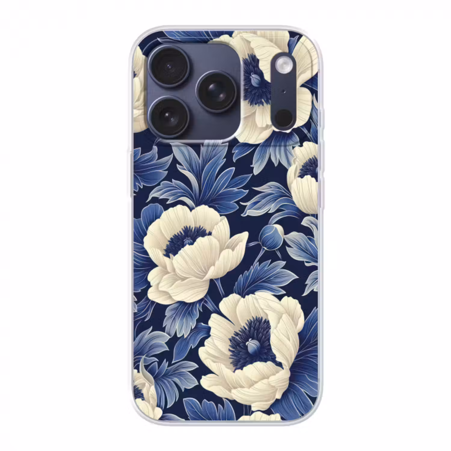 Handyhülle - Blumen - Muster - Blau - Weiß
