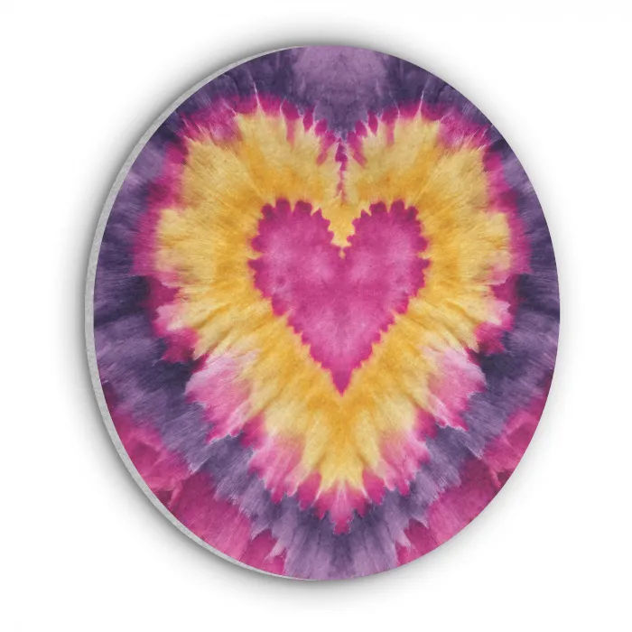 Tie dye - Hartvorm - Vlammen - Oranje Akoestische PET Vilt - Rond klein -3d