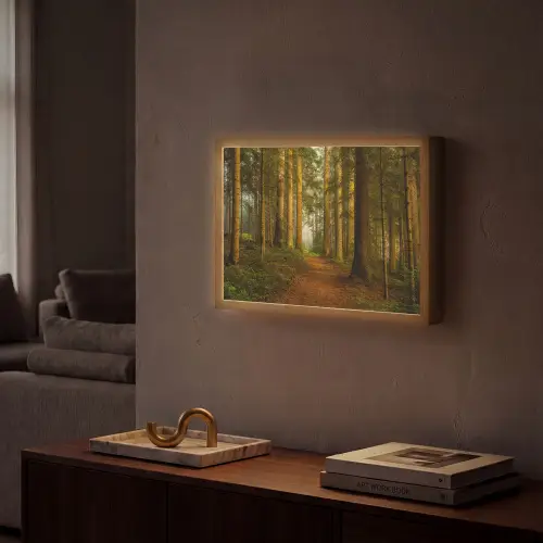 Bos - Natuur - Bomen - Landschap - Bladeren Light Box met batterij (Wandlamp) middel -sfeer1