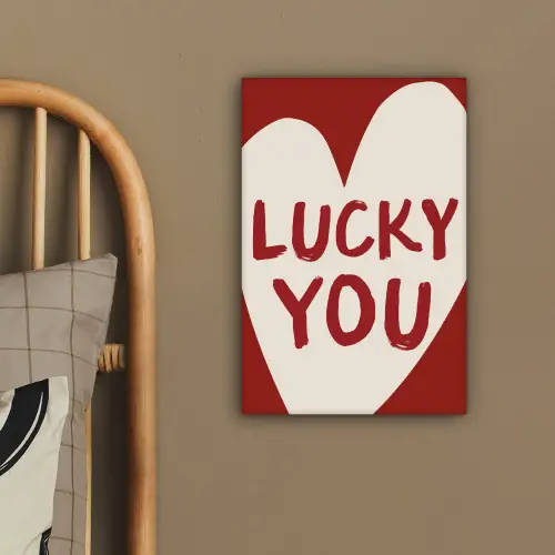 Lucky - Hart - Rood canvas 2cm klein -sfeer3