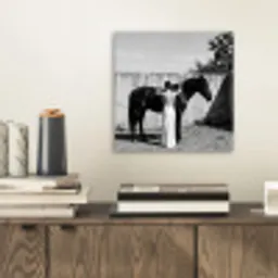 Vrouw - Paard - Artistiek aluminium wit klein -sfeer1
