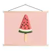 Watermeloen - Ijsje - Pitjes - Rood textielposter latten blank klein -3d