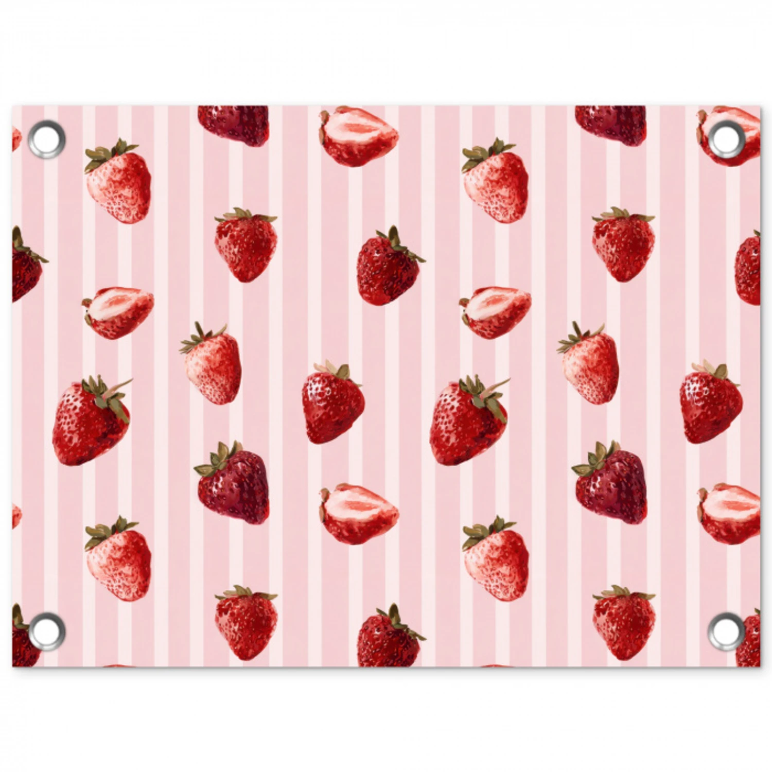 Strepen - Aardbei - Roze tuinposter los doek klein 239 -3d