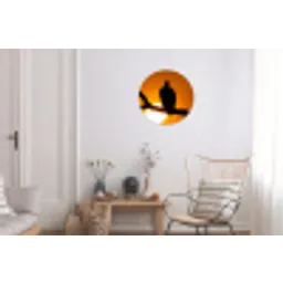 Gier - Tak - Zon - Oranje Wandcirkel aluminium klein -woonkamer