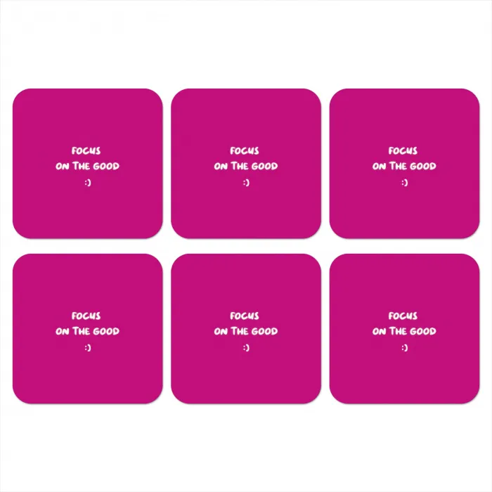 Focus - Smiley - Roze onderzetter kurk middel -3d