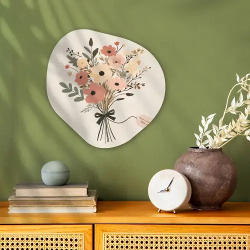 Bloemen - Quote - Beige - Lint Wandcirkel Organisch Forex 3mm klein -sfeer2