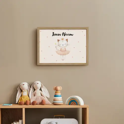 Kat - Tutu - Kroontje - Stippen Light Box met batterij (Wandlamp kind) middel -sfeer2_kind
